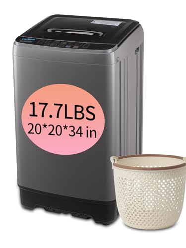 17.7 lbs Full Automatic Washer with Drain Pump, KRIB BLING Washing Machine with LED Display, 10 Washing Programs & 8 Water Levels Selections, Ideal for Camping, Apartment, Dorm, Grey
