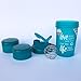 GOMOYO Motivational Quotes on Blender Bottle Brand ProStak Shaker Cup, 22 Ounce Protein Shaker Bottle with BlenderBall Whisk and Two Twist n’ Lock Attachable Containers (Love Life - Teal)