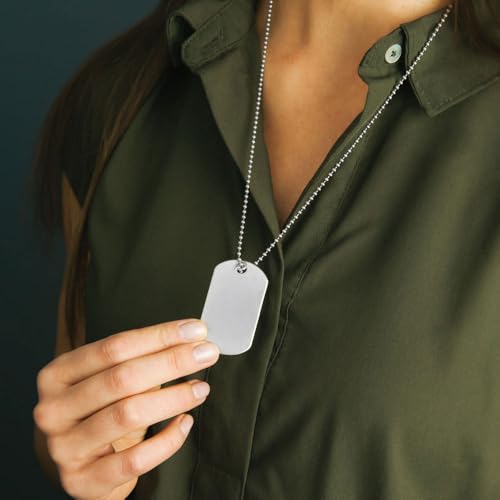 Stainless steel 4.5 in and 27 in. military dog tag ball chain Ships in 1-2 days from USA!