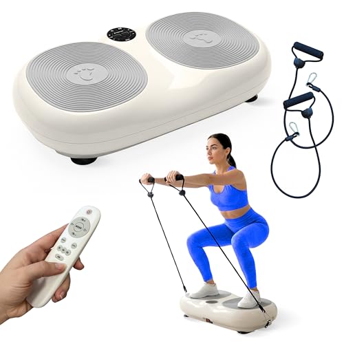 ®, Plataforma Vibratoria, 99 Niveles, 9 Programas de Entrenamiento, Bandas Elásticas y Mando, 200W, Tonificación y Entrenamiento Cuerpo Completo, Ideal para casa, hasta 150 kg, Karol
