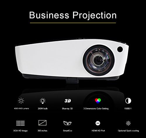 Short Throw Projector,100Inches only 4ft Bluray 3D DLP Home Theater Projector 4000ANSI Lumens support 1080P for Office School Church CT280