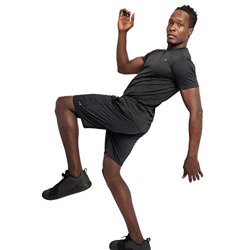 Alive Men's Tee Shirt Active Quick Dry Workout Short Sleeve Shirts Crew Neck (Black Heather, Medium) - Thumbnail 5
