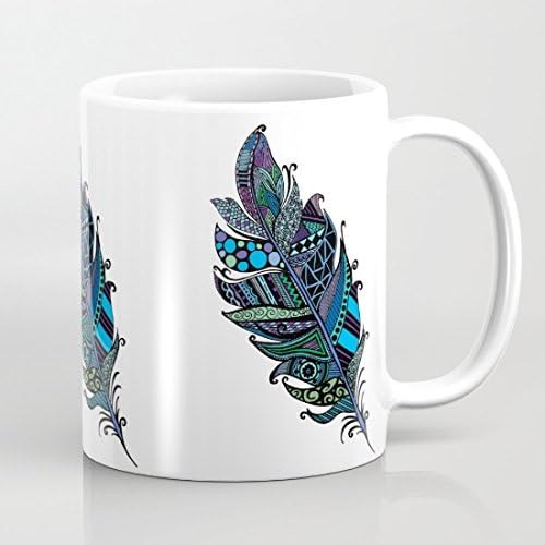 Float Like A Feather Mugs Peacock Feather Coffee Mug Novelty Gift for Women Birthday Present for Him Present for Her Funny Mom Gifts 11 OZ Ceramic Mom Cups Both Sides