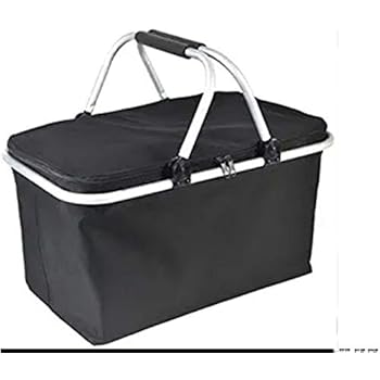 GGK-Outdoor-Folding -Waterproof -Picnic Ice Bag Insulated Picnic Basket - Strong Aluminum Frame (Black)
