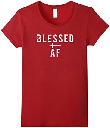 Womens Blessed AF t-shirt, god, lord, jesus, church, crucifix Large Cranberry