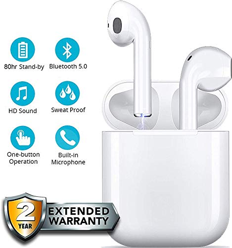 Wireless Earbuds Bluetooth Headphones IPX8 Waterproof Stereo Earbuds with Microphone, LED Battery Display 23H Playtime, Noise-Cancelling Headset with Charging Case