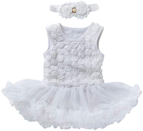 Girl Tutu Dresses Sleeveless Toddler Baby Kids Child Flower Princess Casual Dress +Headband Outfits Set