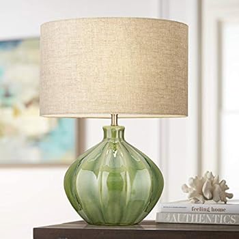 lamp table ceramic ribbed gordy bedroom handcrafted accent living modern lamps nightstand oatmeal bedside drum shade fabric office lighting