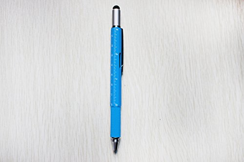2PCS PACK 6 in 1 Screwdriver Tool Pen - Mini Multifunction Pen with Stylus, Flat and Phillips Screwdriver Bit, Bubble Level and inch cm Ruler all in one (Sky blue) - Thumbnail 2