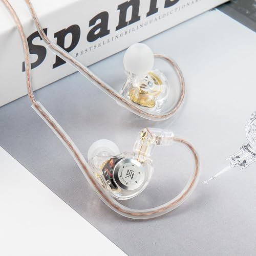Keephifi KZ EDX Pro IEM In-Ear - Dual DD HiFi Stereo Sound, Stage and Game Earbuds for Audiophile Singers (White, Without Microphone)