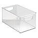 mDesign Household Storage Bin for DVDs, PS4 and Xbox Video Games - Medium, Clear