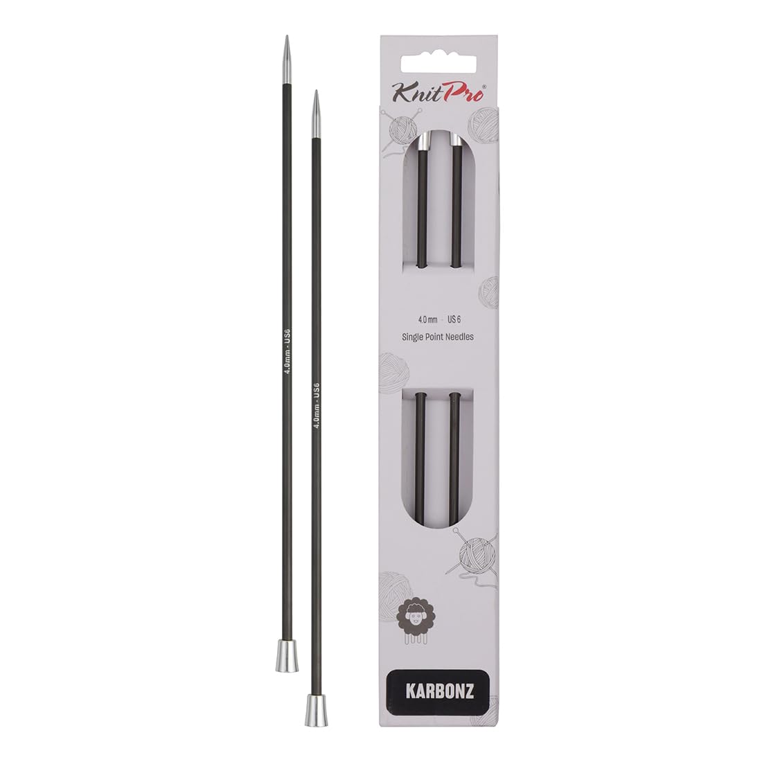 KnitPro Karbonz Single Pointed Needles 14" (35cm) | 4.00 mm