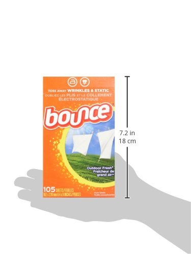 BOUNCE FABRIC SOFTENER SHEETS, OUTDOOR FRESH, 105 COUNT