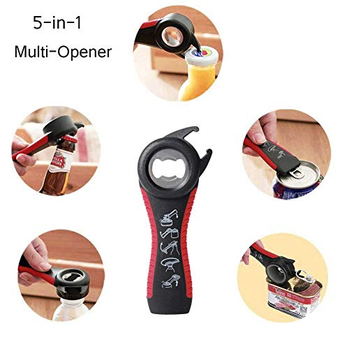 Jar Openers Can Openers 5 in 1 Multi Function Bottle Opener Kit with Silicone Grip for Weak Hands, Children, Senior and Arthritis Sufferers, Silicone Hand Gripper Aid (2 Packs)