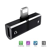 Alquar Dual Lightning Splitter Adapter, Supports for iPhone 7/7 Plus/8/8 Plus/X & iPad iOS 11 or Later, Headphone Jack Audio & Charge Cable at the same time