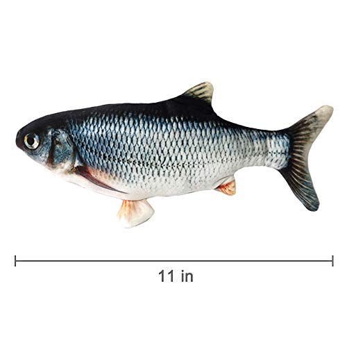 Bihuo Electric Moving Fish Cat Toy, Rechargeable Realistic Flopping Fish with Catnip, Interactive Cat Toys Plush Simulation Wagging Fish Kick Supplies Motion Kitten Toy (Black)