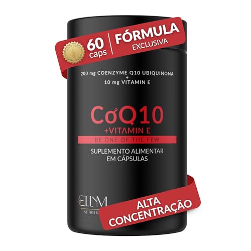 Coenzima Q10 200mg Ubiquinona + Vitamina E 10mg 60 Cápsulas Ellym Nutrition Alta Concentração Ação Antioxidante