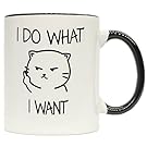 funny gift for Cat Lovers--I do what I want cat face mug Middle Finger 11 OZ Ceramic Coffee Mug - birthday Gifts for women men