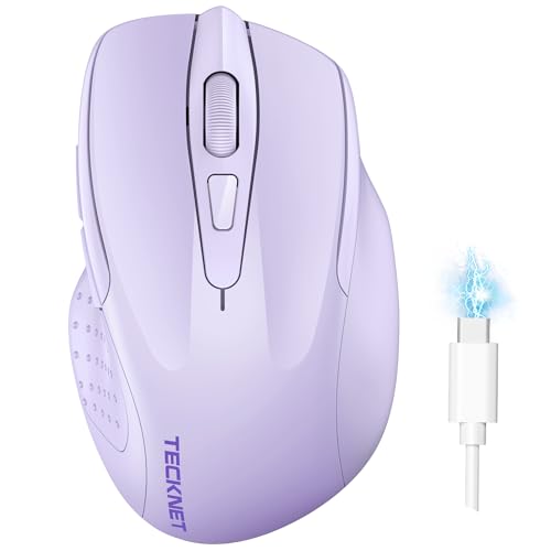 TECKNET Wireless Mouse Rechargeable 4800 DPI Silent Lavender