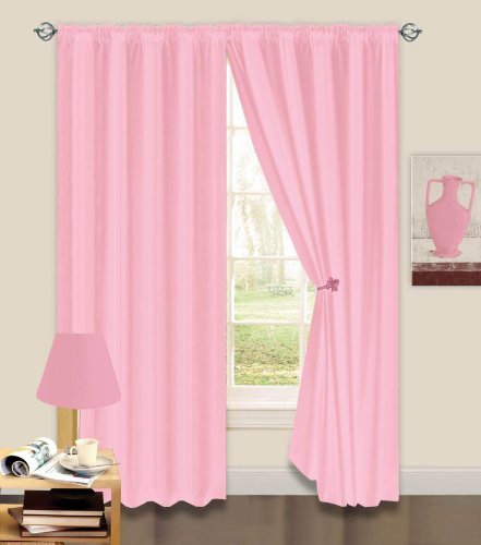66 X 54 Thermal Backed Light Reducing Baby Pink Plain Curtains