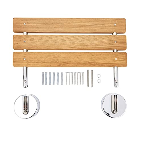 Giantex 20" Teak Wood Folding Shower Seat Bench Folding Shower Seat