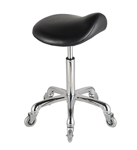 Rolling Lab Stool Chair with Ergonomic Saddle Comfortable Cushion Height Adjustable Mobile Stool Chair(Tool-free Assembly) - Thumbnail 2