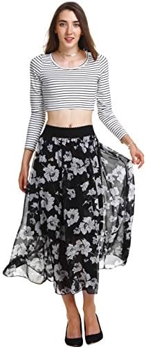 Begirlly Vintage Casual Floral Long Maxi Skirts Flowy for Women