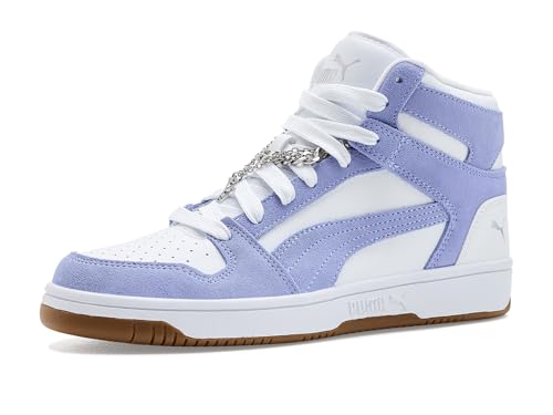 PUMA Women's Rebound Layup Mid Shoes, White-Intense Lavender- Silver SS26, 9 Rebound Layup Spring Bling WNS at Amazon