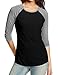 Regna X Women's Fit Relaxed Flowy Long Sleeve Baseball T-Shirts Top Light Grey