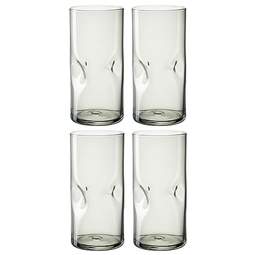 Leonardo Vesuvio 077379 Lot de 4 verres à eau, en verre de qualité supérieure, sous forme organique, contenance 330 ml, faits à la main, passent au lave-vaisselle, gris