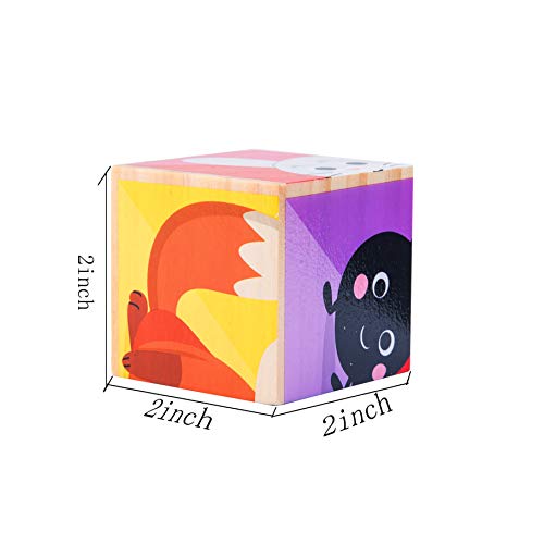 CRUISTORE Toys 6 in 1 Wooden Big Cube Animal Puzzle Blocks | Rabbit,Fox,Raccoon,Bee,Ladybug,Hedgehog Patterns Blocks |Early Educational Toys for Babies Boys and Girls