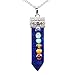 KISSPAT Natural Quartz Crystal 7 Chakra Gemstones Pendant Necklace With 20