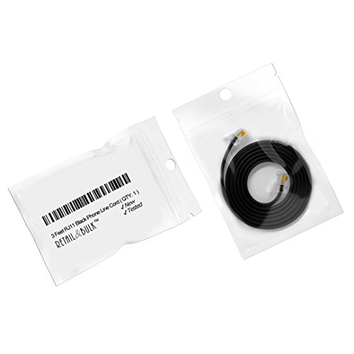image for RetailAndBulk 3 Feet Premium Quality Telephone Cable, RJ11 Male to Mal