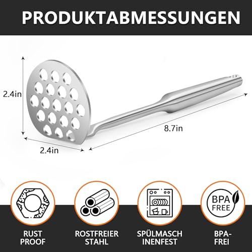 SAVORLIVING Kleiner Kartoffelstampfer, Kartoffel stampfer Edelstahl mit dickem Griff, Einteiliges Tiny Potato Masher für Kartoffelpüree,Obst und Gemüse,Spülmaschinengeeignet thumbnail 3