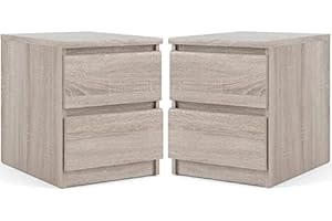 Home Square Contemporary 2 Piece Bedroom Set with2 Handle-Free Spacious Drawer Wood Nightstand Set in Truffle
