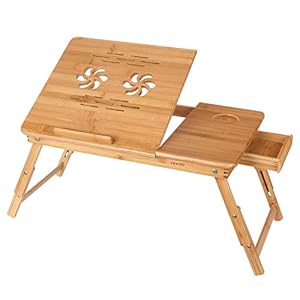 Homfa-Bamboo-Laptop-Table-Adjustable-Folding-Radiating-Table-5-Level-Bed-Tray-with-Drawer Homfa Bamboo Laptop Table Adjustable Folding Radiating Table 5 Level Bed Tray with Drawer