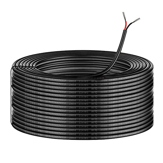 50M/164ft 12V Low Voltage Wire, Outdoor Landscape Lighting Cable, 2 * 0.3mm² Conductor Extension Cable, 22AWG Electrical Cord Red & Black Tinned Copper Hookup Wire Kit, 2 Core with Black Reel Package — image 1
