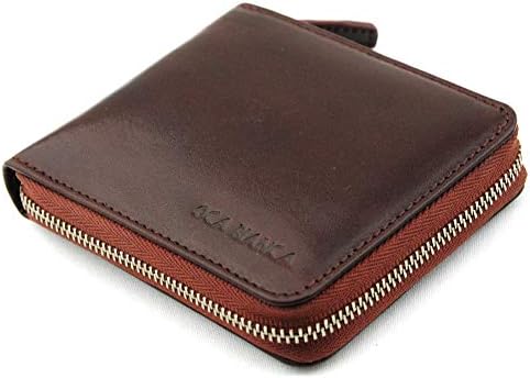 Mens Zip Around Italian Genuine Leather Wallet with Coin Pocket (Oxblood)