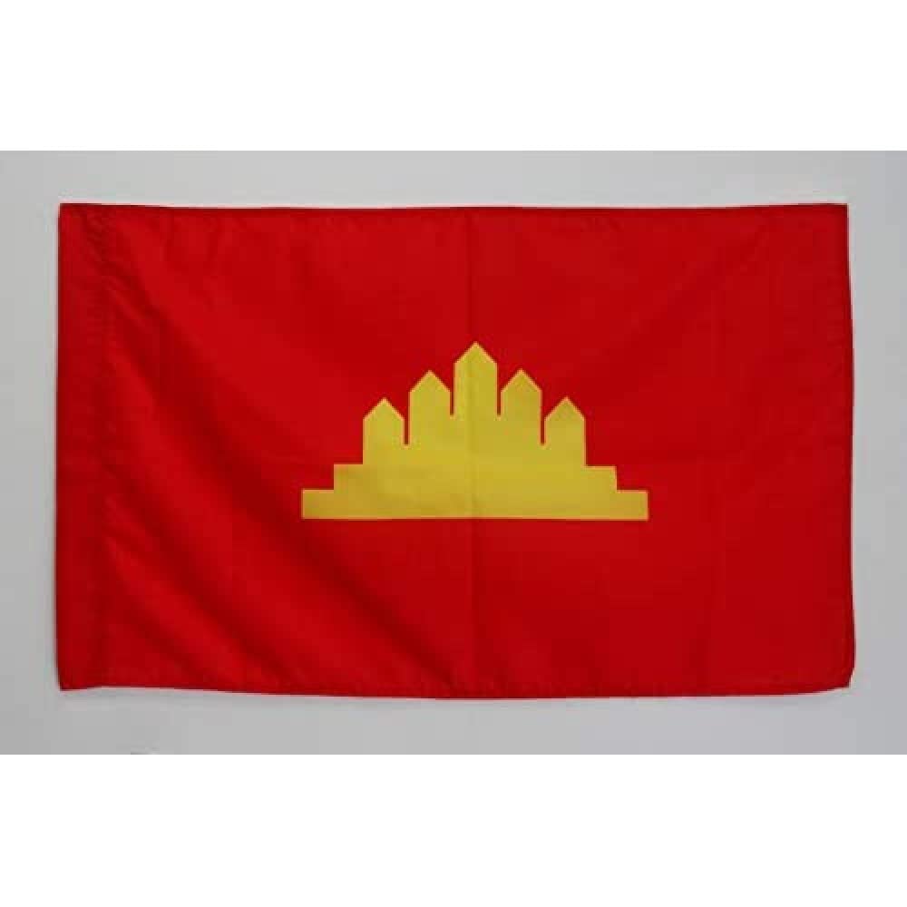 AZ FLAG - People's Republic of Kampuchea Flag - 2x3 Ft - historic cambodian Banner with Sleeve - 100% Polyester - Fade Resistant - Vivid Colors - 2' x 3' Feet - 90x60 Cm