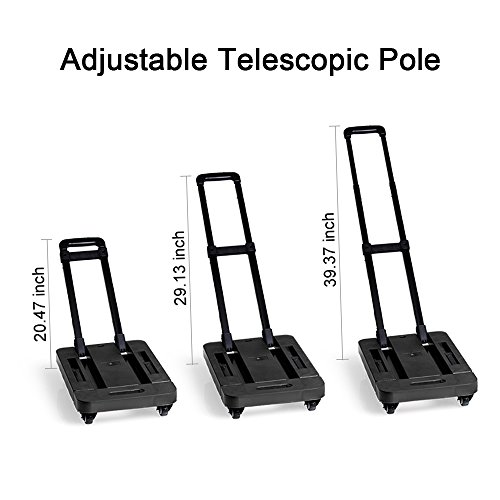 LUCKSTAR 440lb Folding Hand Truck - 6 Wheels Foldable Luggage Cart Hand Collapsible Truck with Free Rope (Black)