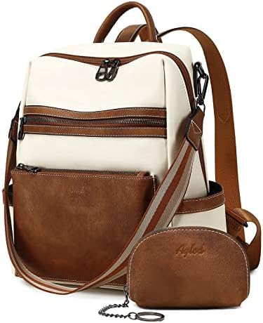 backpack laptop mens Von Baer 10x Men's Premium Italian Full-Grain Leather Laptop Travel Backpack, Tan