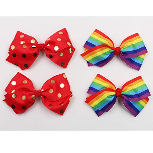 24Pcs Pinwheel Hair Bows for Girls 4.5 Inch Colorful Grosgrain Ribbon Bows with Alligator Hair Clips Pigtail Bows in Pairs for Baby Girls Toddlers Kids Children