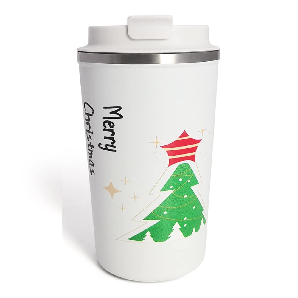 Artlive Coffee Cup, Reusable, Insulated & Double Wall Travel Mug - Travel Cup Thermal Stainless Steel Eco-Friendly with Lid - Hot & Cold Coffee Mug 510ml (Christmas01, 380 ml)