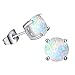 White Created Opal Stud Earrings Round Cut Earrings For Women(8MM) …