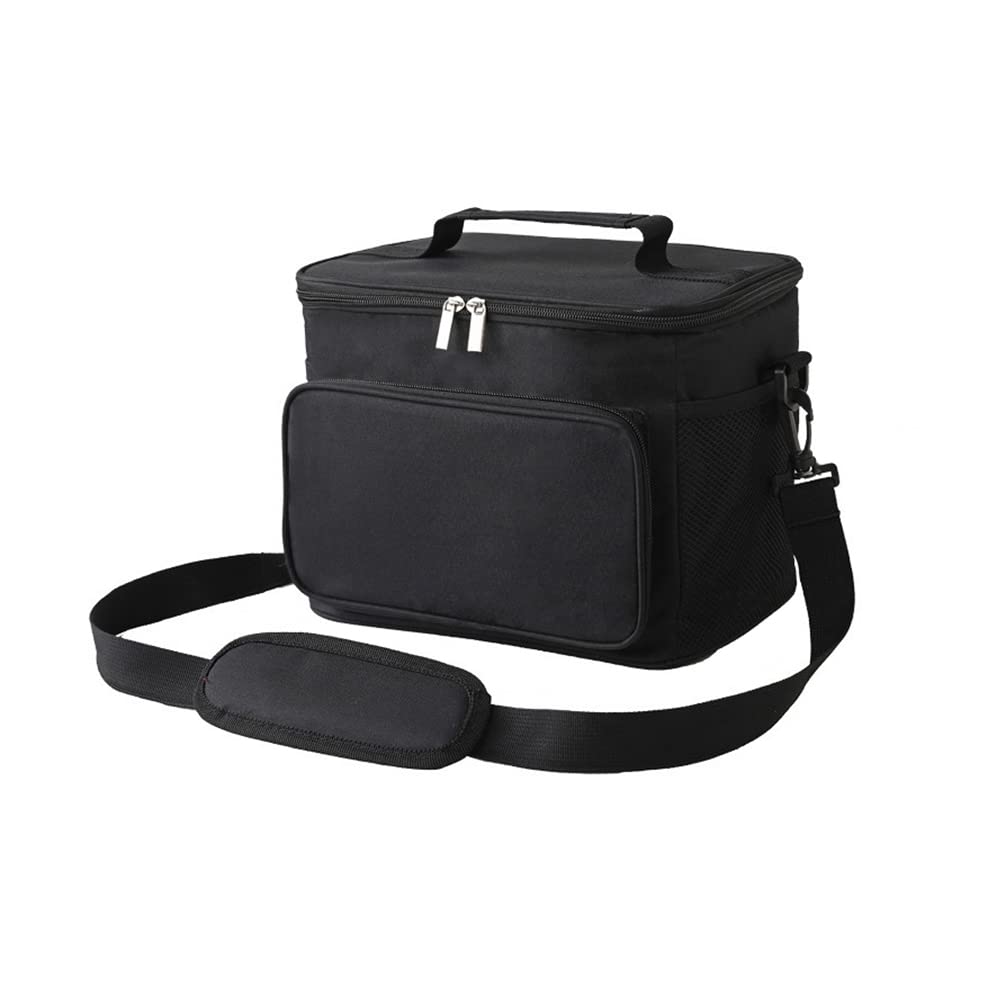 Portable Insulated Picnic Bag Large Capacity 10L Large Family Picnic Insulated Cooler Bags Cool Bag with Shoulder Strap for Lunch Picnic Camping Beach BBQ Fishing Outdoor Activities Black