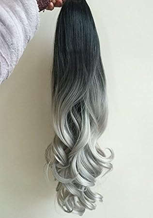 22 Full Head Clip In Hair Extensions Ombre Wavy Curly Dip Dye 6