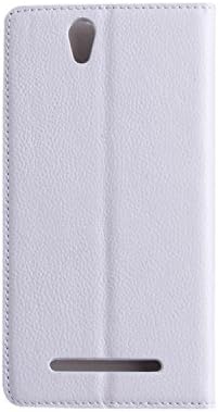 HYAIT SONY C3 Premium Luxury Handmade Executive Flip Litchi Patterns Leather Case Cover For XPERIA C3 - WHITE