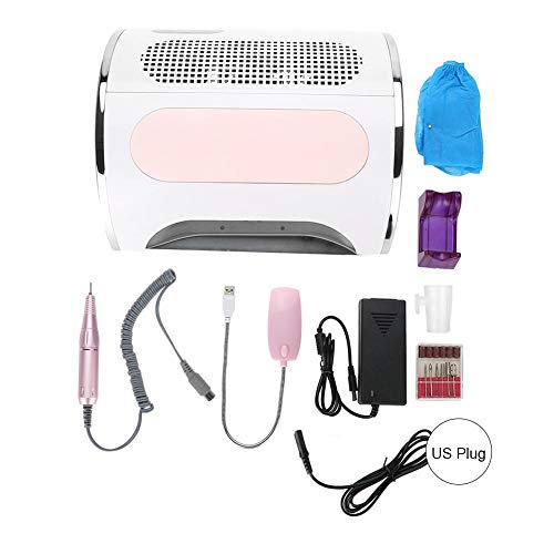 Nail Drill Machine,3 in 1 Nail Dryer Nail Multi-functional Electric Nail Drill Machine Nail Art Dust Suction Collector UV LED Light(#2)
