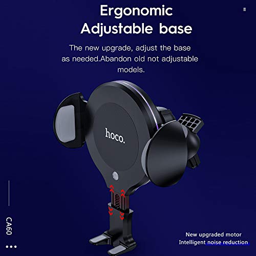 Hoco. Chargeur sans Fil Voiture, Auto Induction Support Téléphone, Charge Rapide 10W pour Samsung S10/S9/S8/Note10/Note9, 7.5W pour iPhone 11/11 Pro Max/XS Max/XR/8/8plus