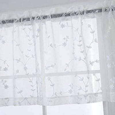 Amazon Com Lifonder White Sheer Tier Curtains Floral Embroidered